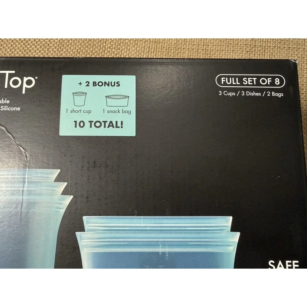 Zip Top Reusable Food Storage Bags |Full‎ Set of 10 [Blue] Silicone Containers
